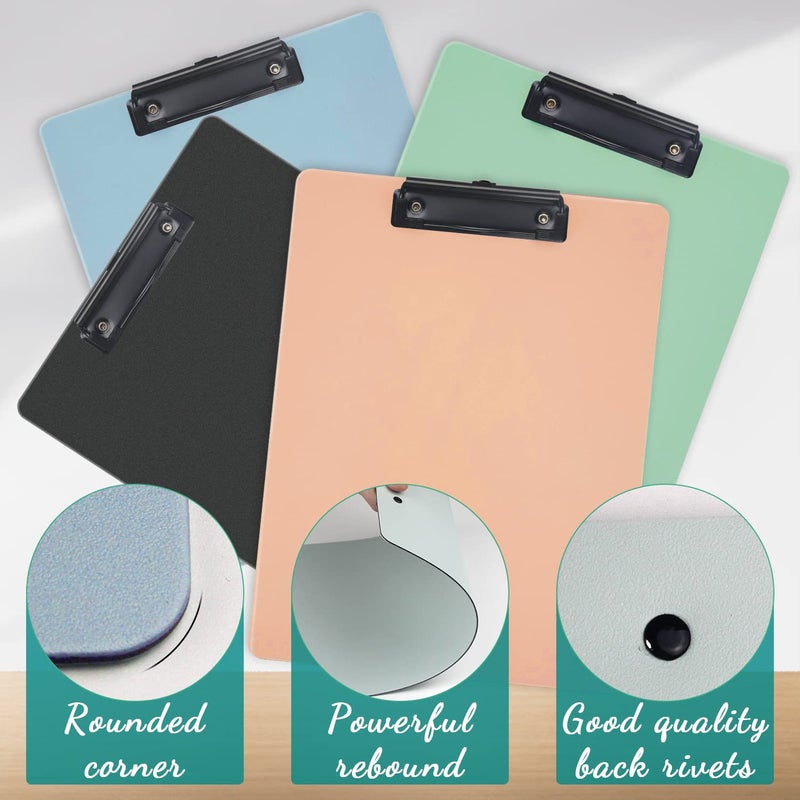 Ysenchan Plastic Clipboards (Set of 4)  Multiple Color Clip Board with Metal Clip  Clip Boards for Doctor  Nurse  Teacher  Student  Clerk - Image 2